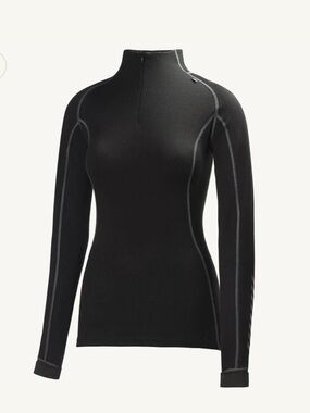 Helly Hansen Wool Blend Black Long Sleeve Warm Freeze 1/2 Zip Performance Top